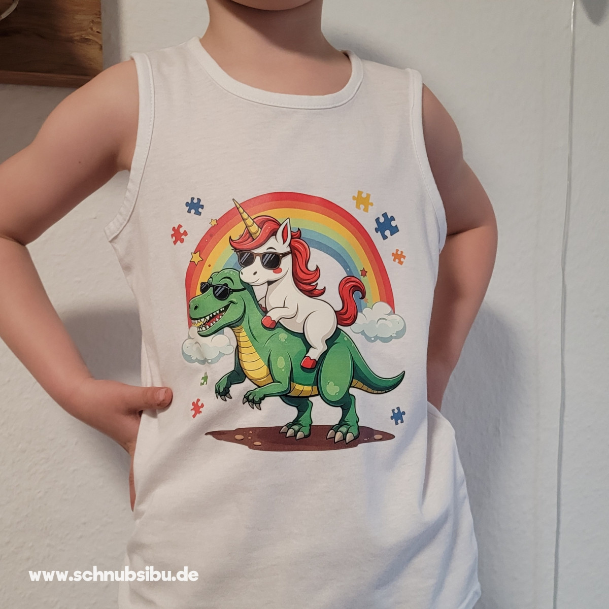 Bügelbild Einhorn auf T-Rex Nr. 2